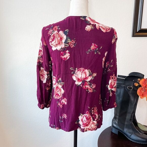 🍋 Gibson Latimer • Long Sleeve Flowered Boho Top - Picture 4 of 9